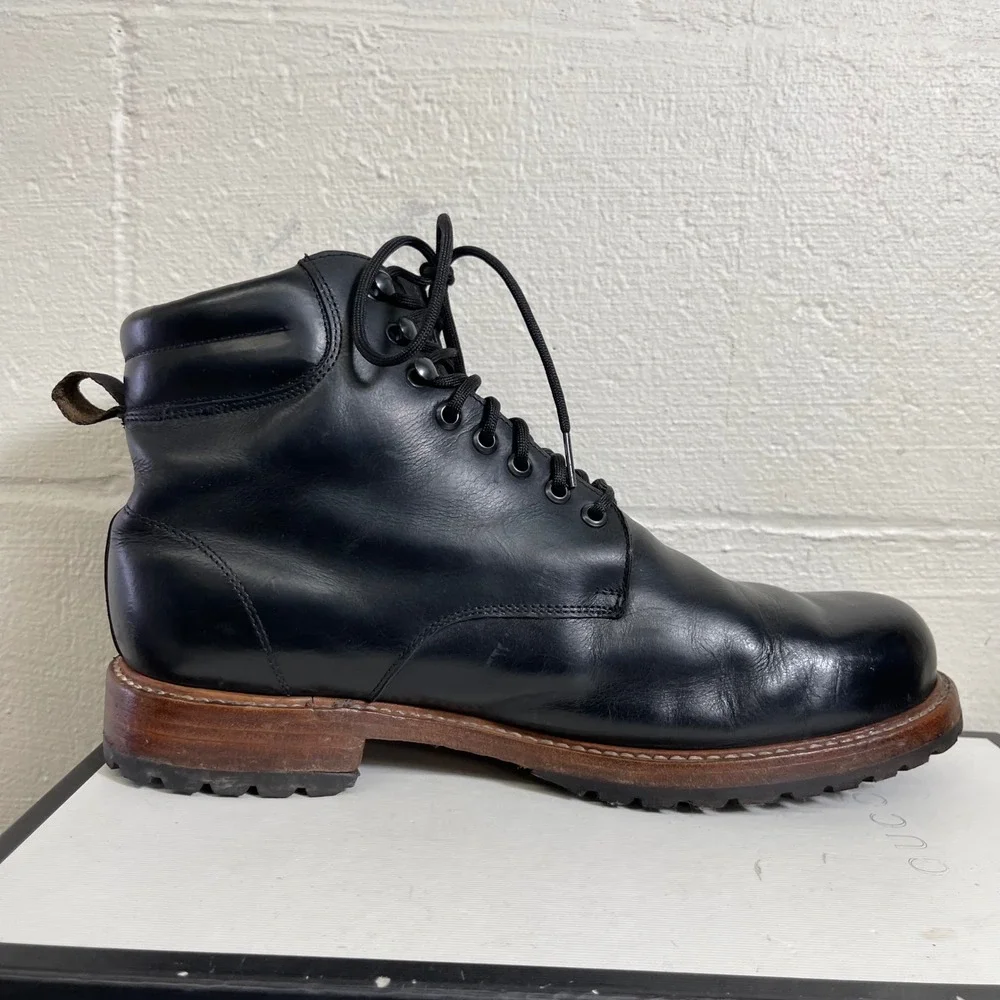 Wilcox Shiloh Black Leather Lug Goodyear Welt Ankle Boots‎ Lace up Women's 11.5